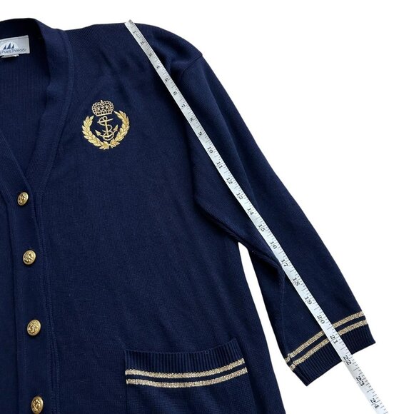 Vtg Bay Point Threads Preppy Nautical Theme Navy Blue Cardigan Women's Size XL - Picture 7 of 7